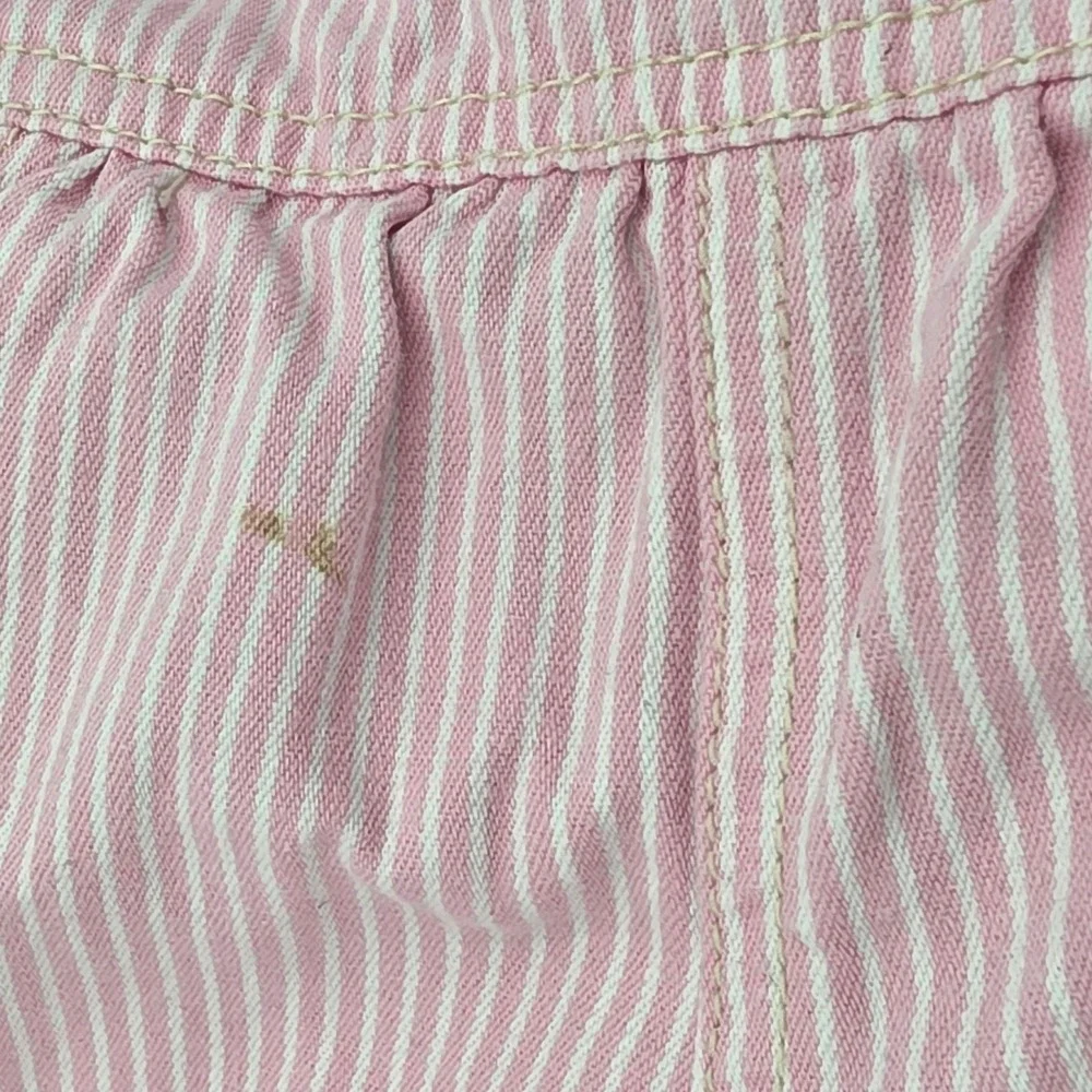 OshKosh B'gosh Pink White Stripe Baby Girl Overalls‎ Jumpsuit Snap Size 9 M 2010